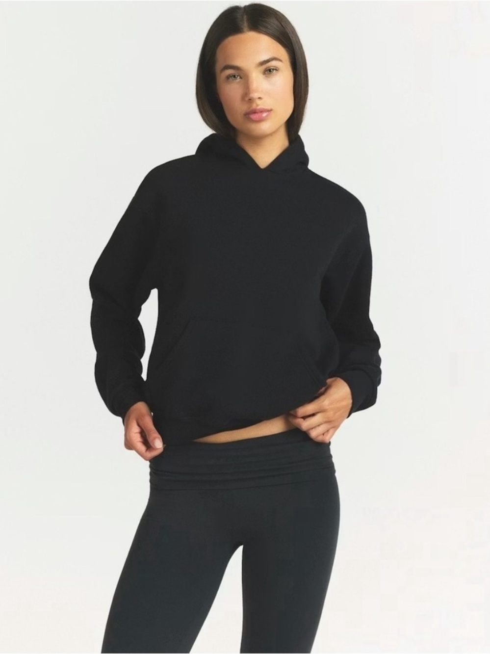 NWT Skims Cotton Fleece Classic Pullover Hoodie in Onyx Sz L Cozy Athleisure